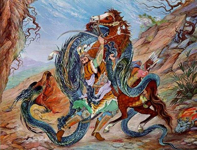 نبرد رستم و اژدها - اثر استاد محمود فرشچیان
